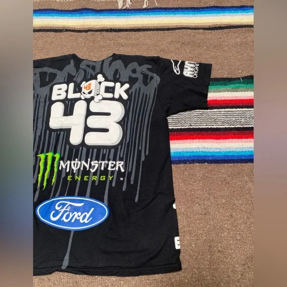KEN BLOCK 43 OFFICIAL MONSTER FORD T SHIRT GYMKHANA RACING RALLY 2 SIDED VINTAGE